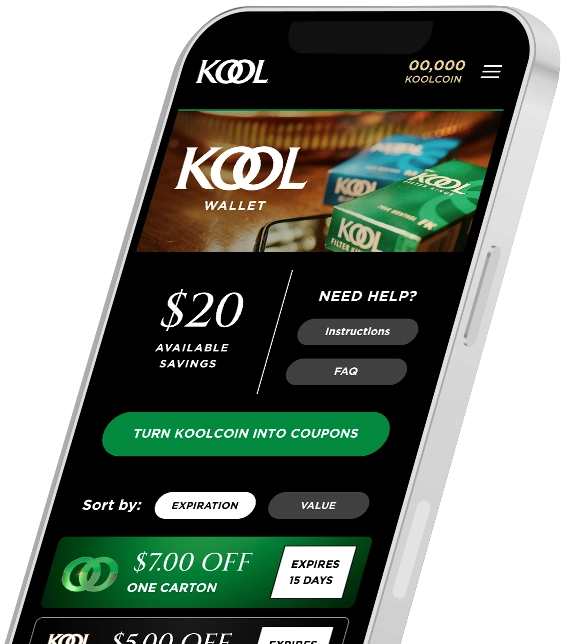 Mobile View of the Kool Rewards Page on a Phone